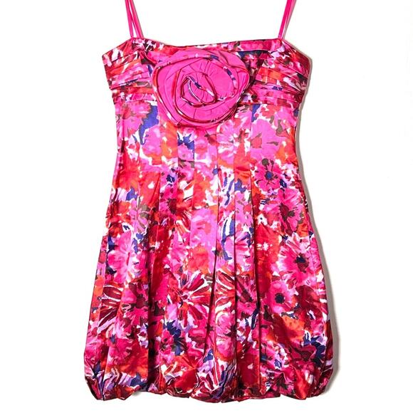 NWT BCBGMAXAZRIA pink floral begonia formal cocktail dress size 2 B108 - Picture 2 of 8